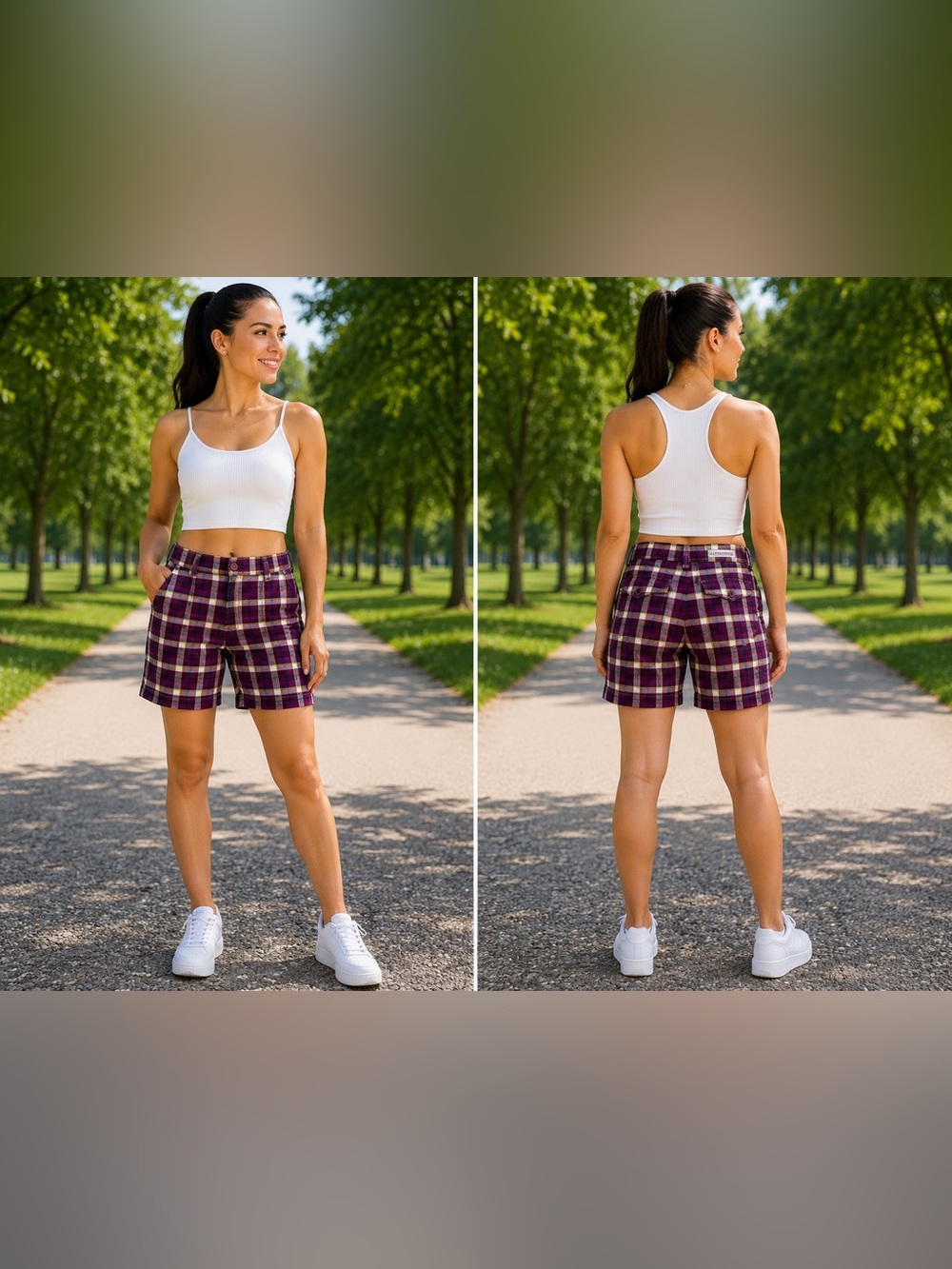 Aeropostale Plum Plaid Women's Bermuda Shorts